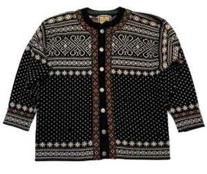 Vintage Dale of Norway Wool Cardigan Sweater Sz XL Nordic Sedesdal Lusekofte